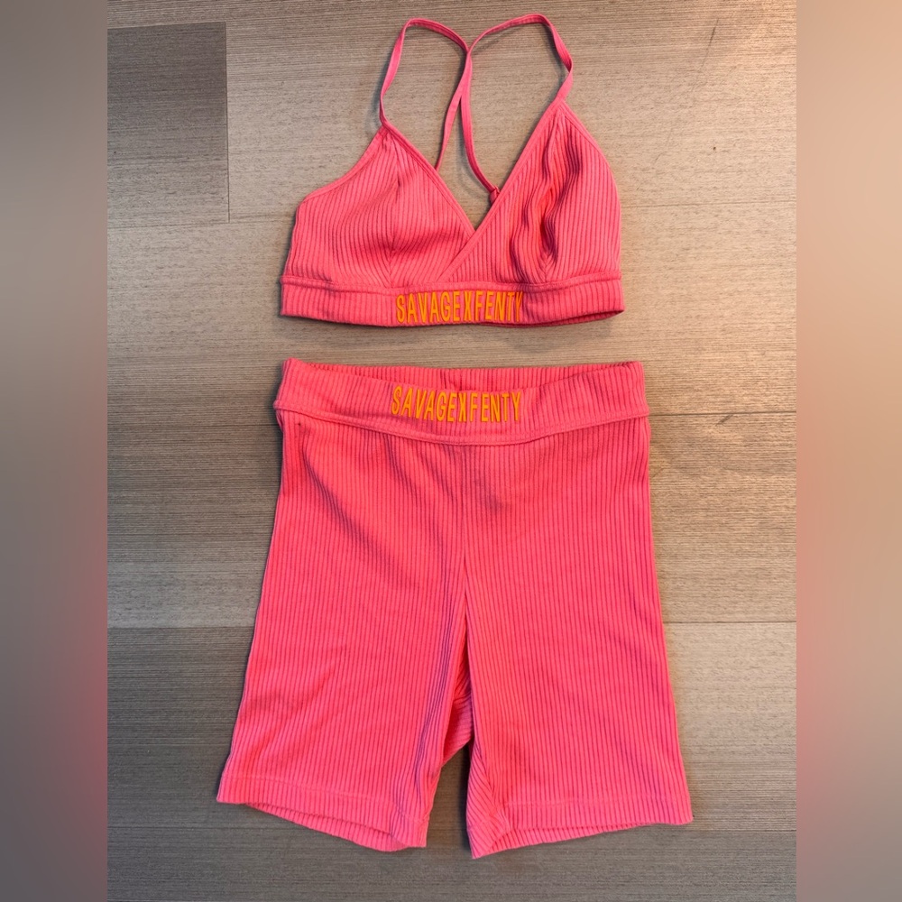 Savage X Fenty Hot Pink Bra & Boxers Set
